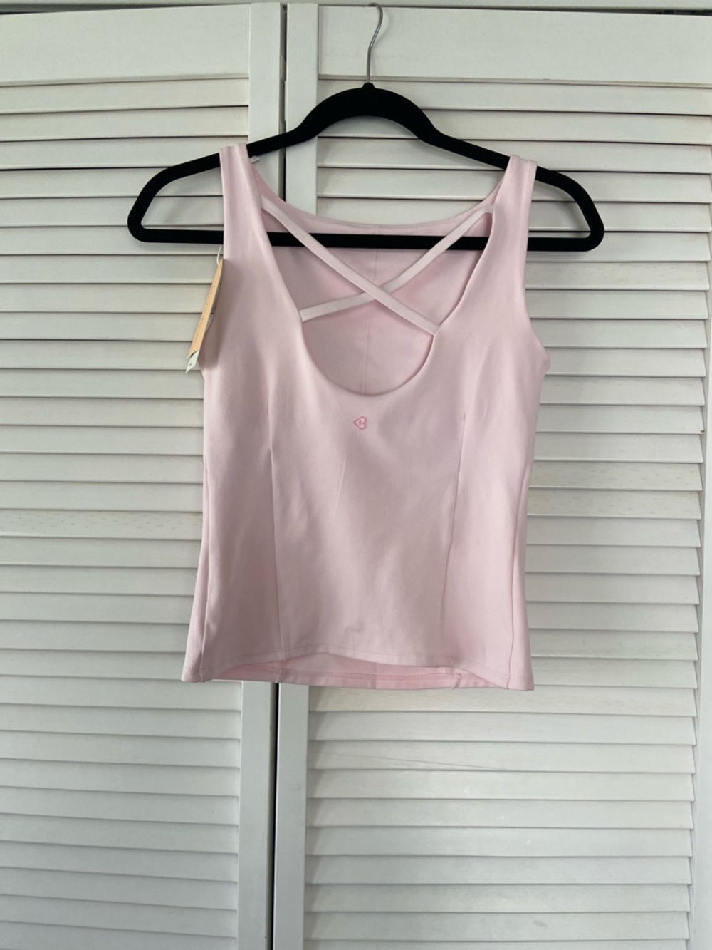 Logilates Boatneck Crisscross Tank Womans Small In Pale Pink - Picture 3 of 8